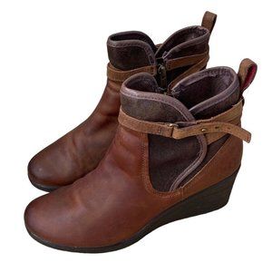 Ugg Emalie Sz 8 Wedge Bootie Ankle Boots Leather Brown
